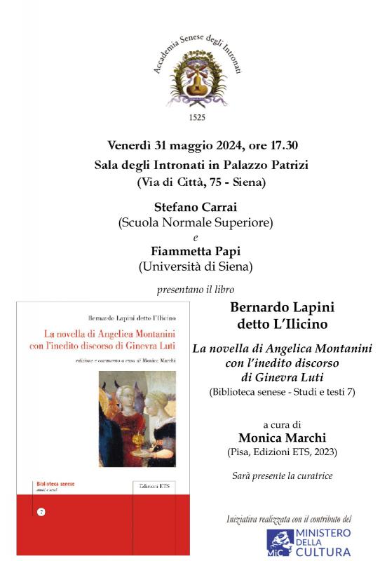 Presentazione del libro La Novella di Angelica Montanini con l'inedito discorso di Ginevra Luti