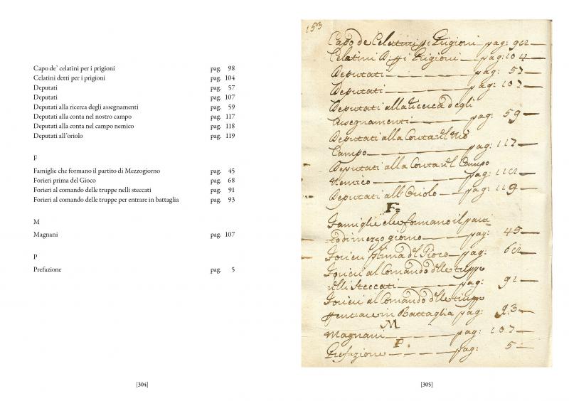 12/ - Instruzioni o sia metodo per la buona disciplina e regolamento degli uffiziali e combattenti al Gioco del Ponte di Pisa. (1726)